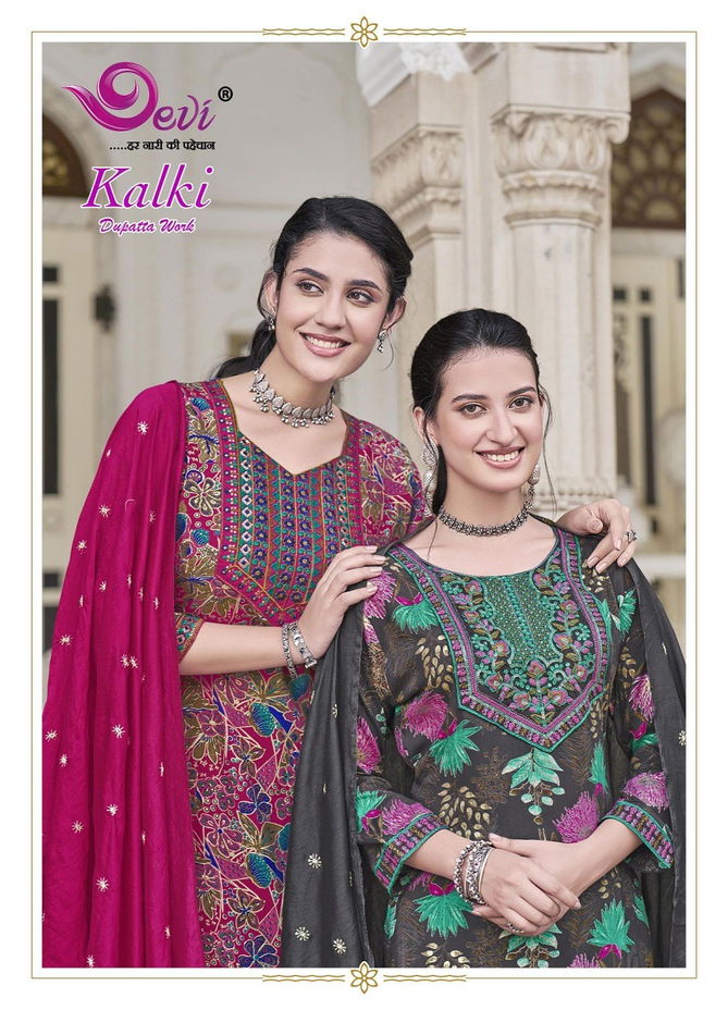 Kalki Vol 1 By Devi Embroidery Rayon Printed Kurti With Bottom Dupatta Wholesale Shop in Surat